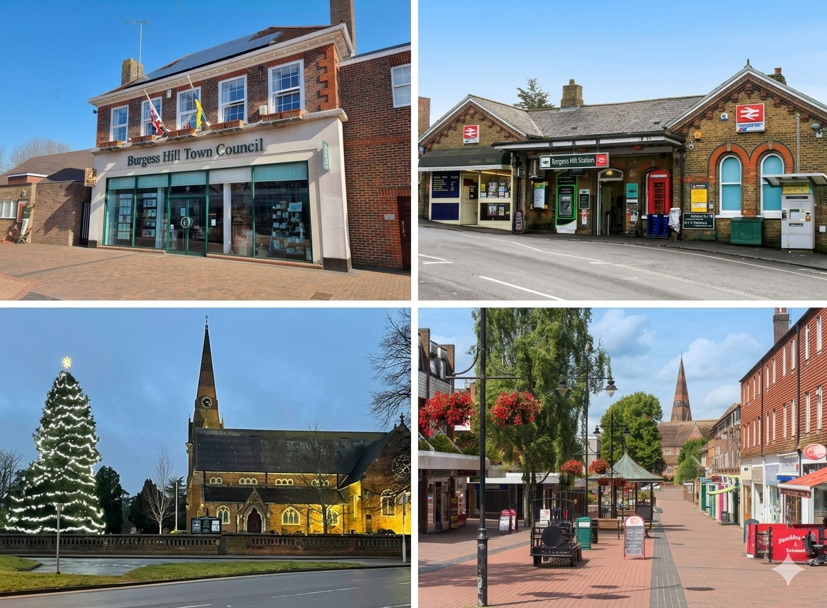 Burgess Hill — Town Council, Station, St John's Church, High Street